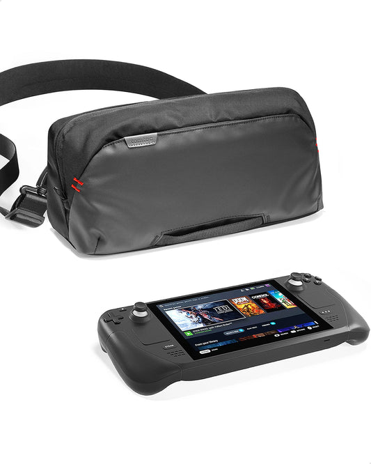 tomtoc Carrying Case for Steam Deck/ROG Ally X - Black, Lightweight Protective Bag with Pockets, Model G47M1D1