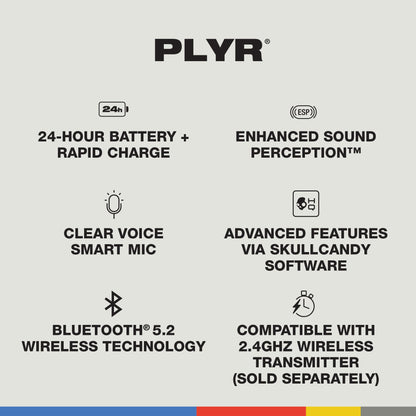 Skullcandy PLYR Wireless Gaming Headset - Over-Ear, 24 Hr Battery, AI Mic, Multi-Platform, Black Digi-Hype, One Size
