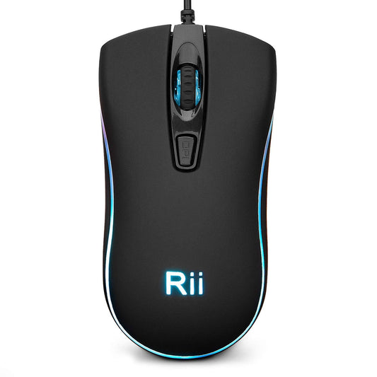 Rii RM105 Wired Mouse Computer Mouse with Colorful RGB Backlight Comfortable Grip Ergonomic Optical USB Wired Mice Support Windows PC  Laptop Desktop Notebook Chromebook