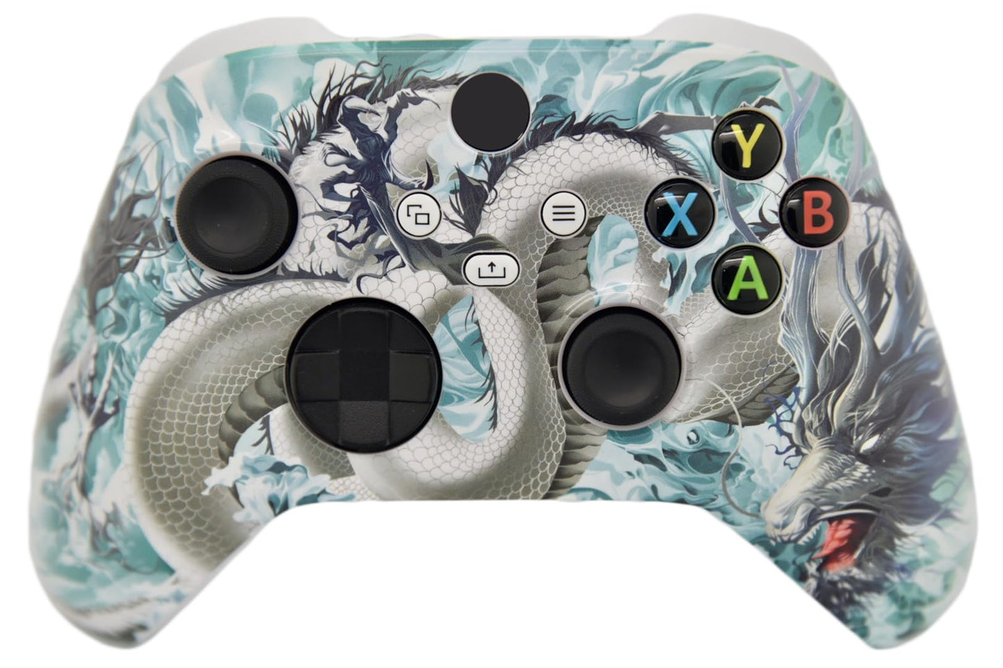 Hand Airbrushed Fade Custom Controller Compatible with Xbox Series X/S & Xbox One (Series X/S White Dragon)