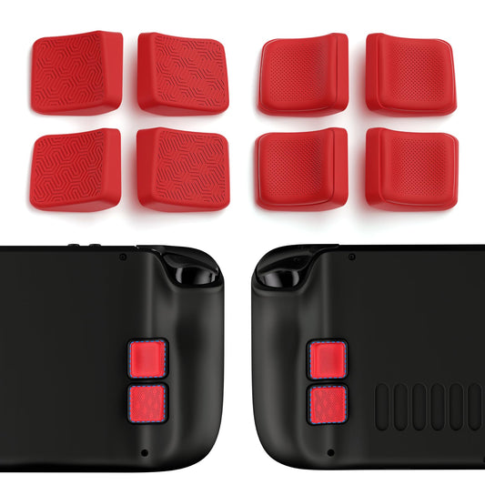 PlayVital Back Button Enhancement Set for Steam Deck LCD  Grip Improvement Protection Kit for Steam Deck OLED - Mix Version Streamlined & Studded Design - Red