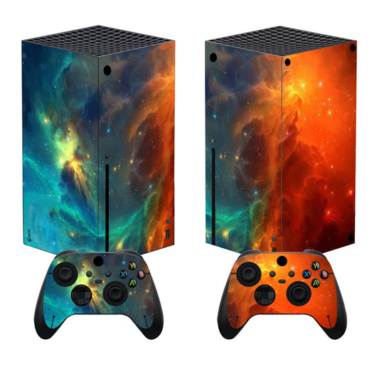PlayVital Orange Star Universe Custom Vinyl Skins for Xbox Core Wireless Controller  Wrap Decal Cover Stickers for Xbox Series X Console Controller