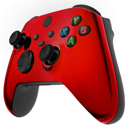 eXtremeRate Custom Shell for Xbox Controller - Chrome Red Faceplate Cover, Model FX3D403, Durable Plastic Replacement Accessory
