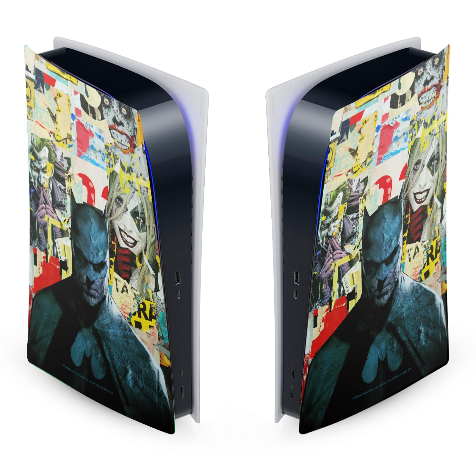 Head Case Designs Officially Licensed Batman DC Comics Torn Collage Logos And Comic Book Vinyl Faceplate Sticker Gaming Skin Decal Cover Compatible With Sony PlayStation 5 PS5 Digital Edition Console