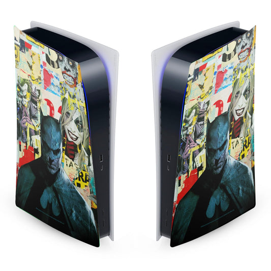 Head Case Designs Officially Licensed Batman DC Comics Torn Collage Logos And Comic Book Vinyl Faceplate Sticker Gaming Skin Decal Cover Compatible With Sony PlayStation 5 PS5 Digital Edition Console
