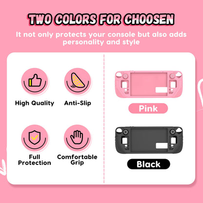 IINE Protective Silicone Case for Steam Deck, 9-in-1 Anti-Scratch Cover, Pink, Model L748