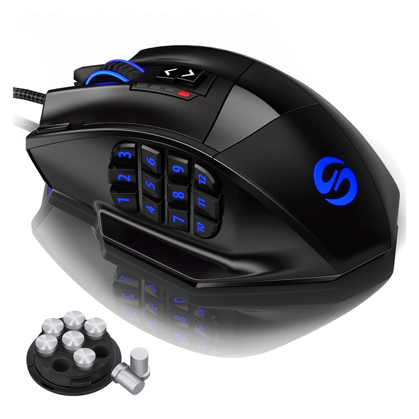 UtechSmart Venus RGB Wired Gaming Mouse, 16400 DPI Precision, Black, Model DS-2535, Programmable MMO Design
