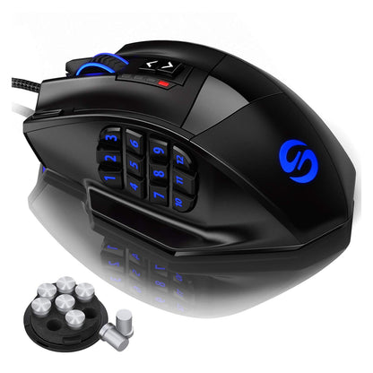 UtechSmart Venus RGB Wired Gaming Mouse, 16400 DPI Precision, Black, Model DS-2535, Programmable MMO Design