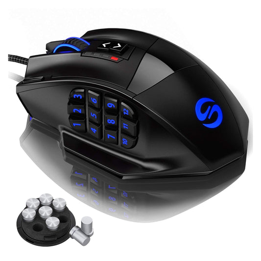 UtechSmart Venus RGB Wired Gaming Mouse, 16400 DPI Precision, Black, Model DS-2535, Programmable MMO Design