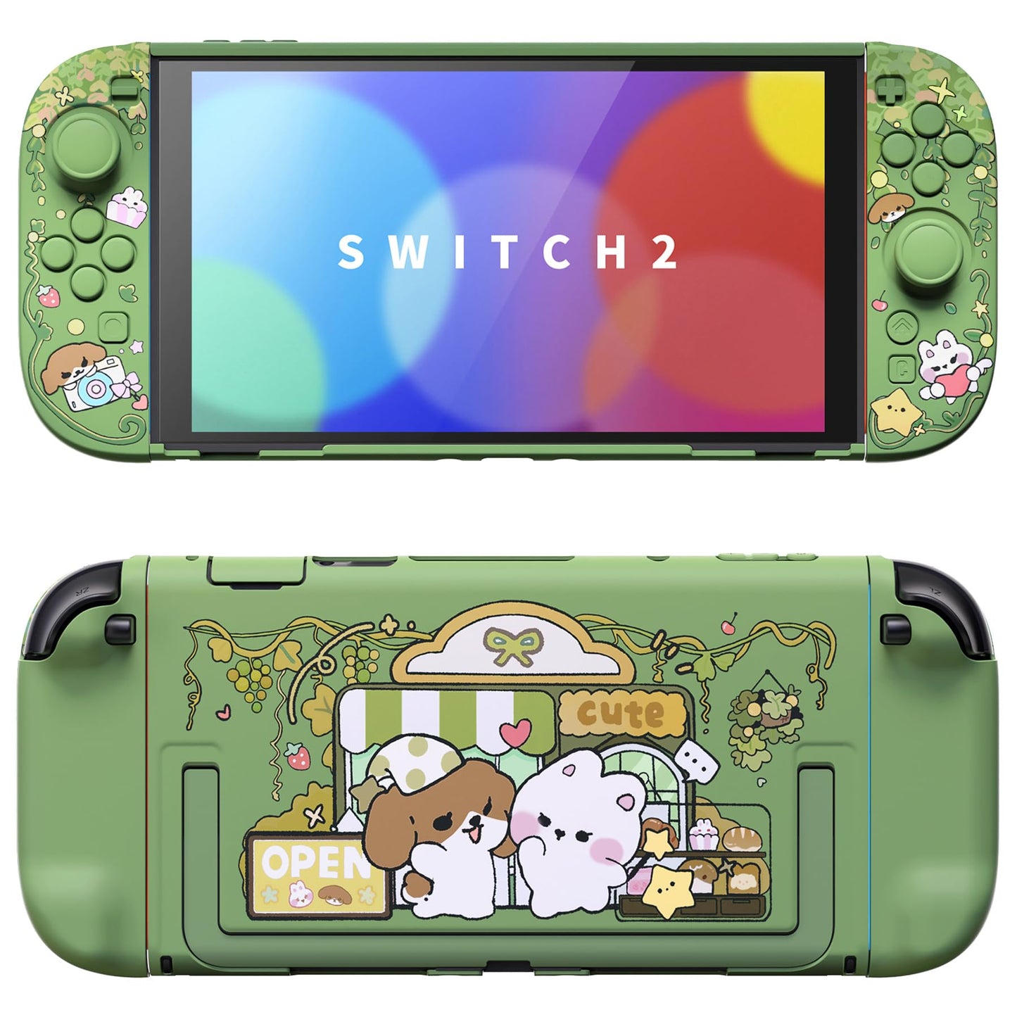 PlayVital Protective Case for Nintendo Switch 2 - Kawaii Dockable Hard Case Shell for Switch 2 with Thumb Grip & Sticker & Button Caps  Anti-scratch  Shockproof Cover Skin - Forest Bakery