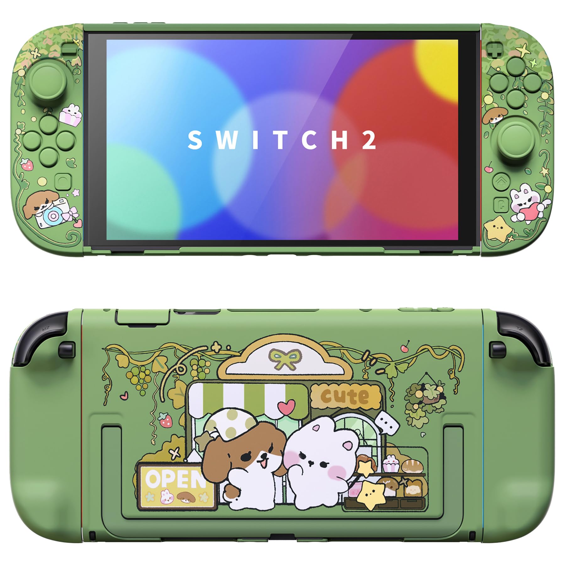 PlayVital Protective Case for Nintendo Switch 2 - Kawaii Dockable Hard Case Shell for Switch 2 with Thumb Grip & Sticker & Button Caps  Anti-scratch  Shockproof Cover Skin - Forest Bakery