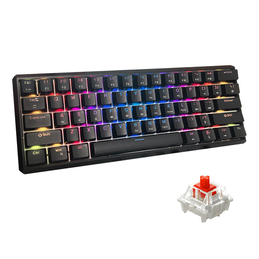 Snpurdiri 60% Gasket Wired Mechanical Gaming Keyboard  RGB Backlit 61 Keys Mini Gaming Keyboard (Black  Red Switches)