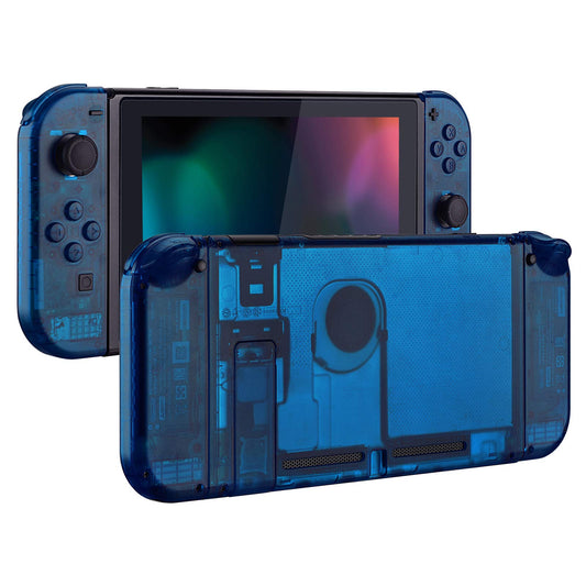 eXtremeRate DIY Replacement Shell Buttons for Nintendo Switch  Back Plate for Switch Console  Housing with Full Set Buttons for Joycon Handheld Controller - Clear Blue [No Electronics Parts]