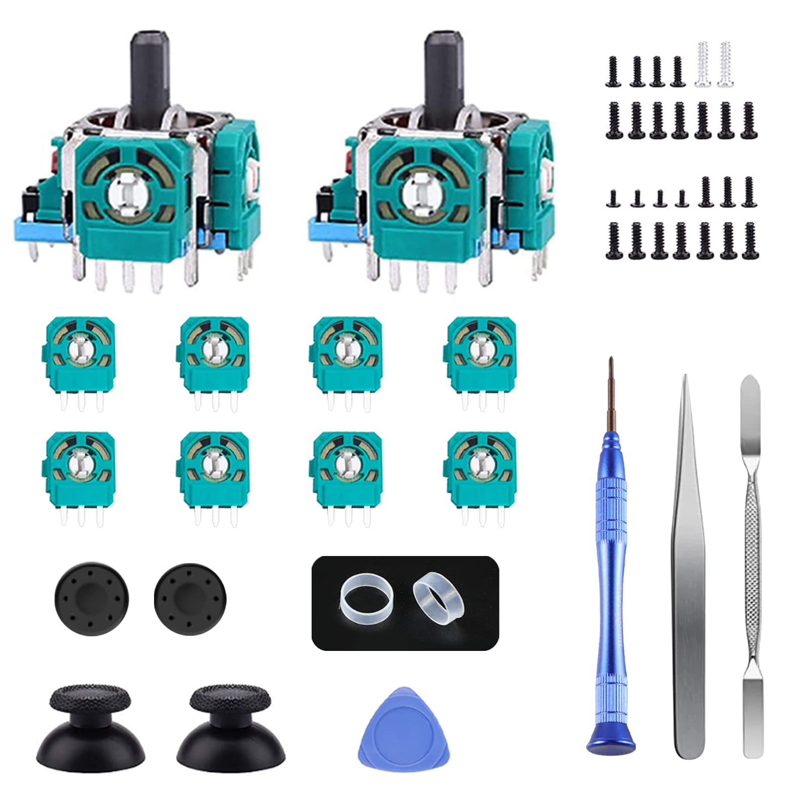 Joysticks Replacement for PS5 Controller  AOLION 3D Joystick Module Parts  55 PCS Controller parts with 8 Potentiometer  2 Joystick  Thumbstick  10 Protective Ring and More black