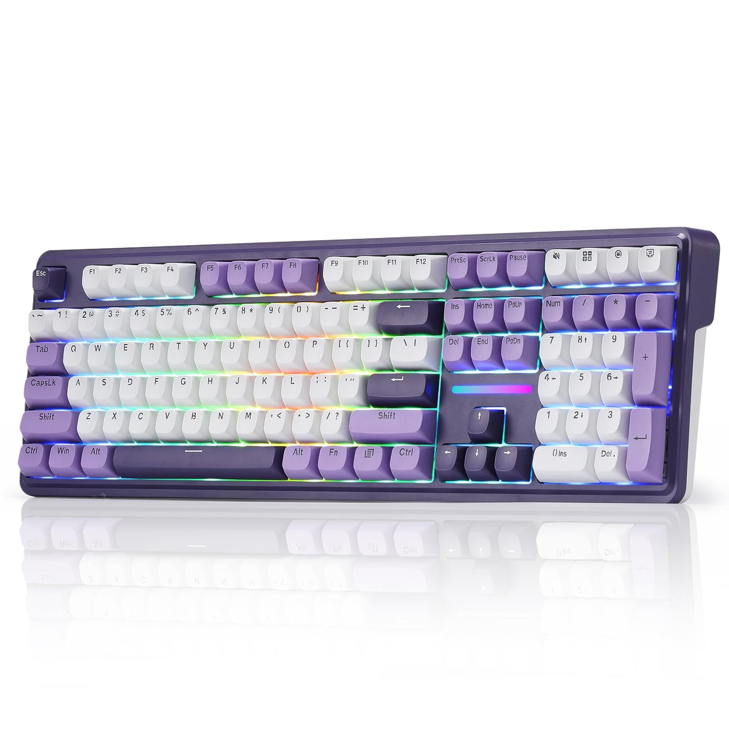 Redragon K745 PRO Wireless RGB Mechanical Gaming Keyboard, 108 Keys, Mint Mambo Switch, Charming Purple, Hot-Swap, Noise Dampening