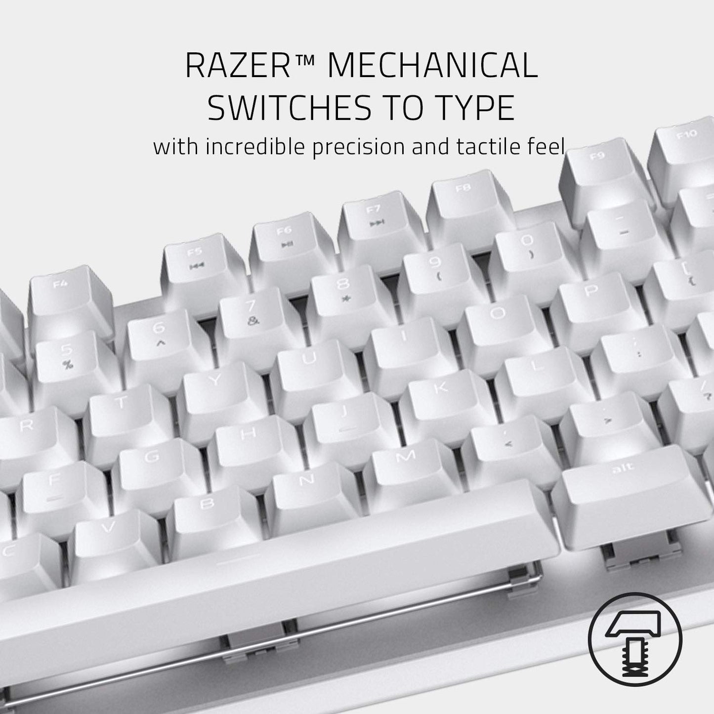 Razer Blackwidow Lite Mercury Silent Mechanical Gaming Keyboard, White LED Backlighting, Orange Switches, US Layout, Model RZ03-02640700-R3M1