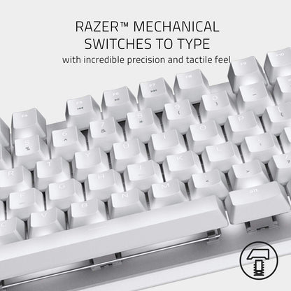 Razer Blackwidow Lite Mercury Silent Mechanical Gaming Keyboard, White LED Backlighting, Orange Switches, US Layout, Model RZ03-02640700-R3M1