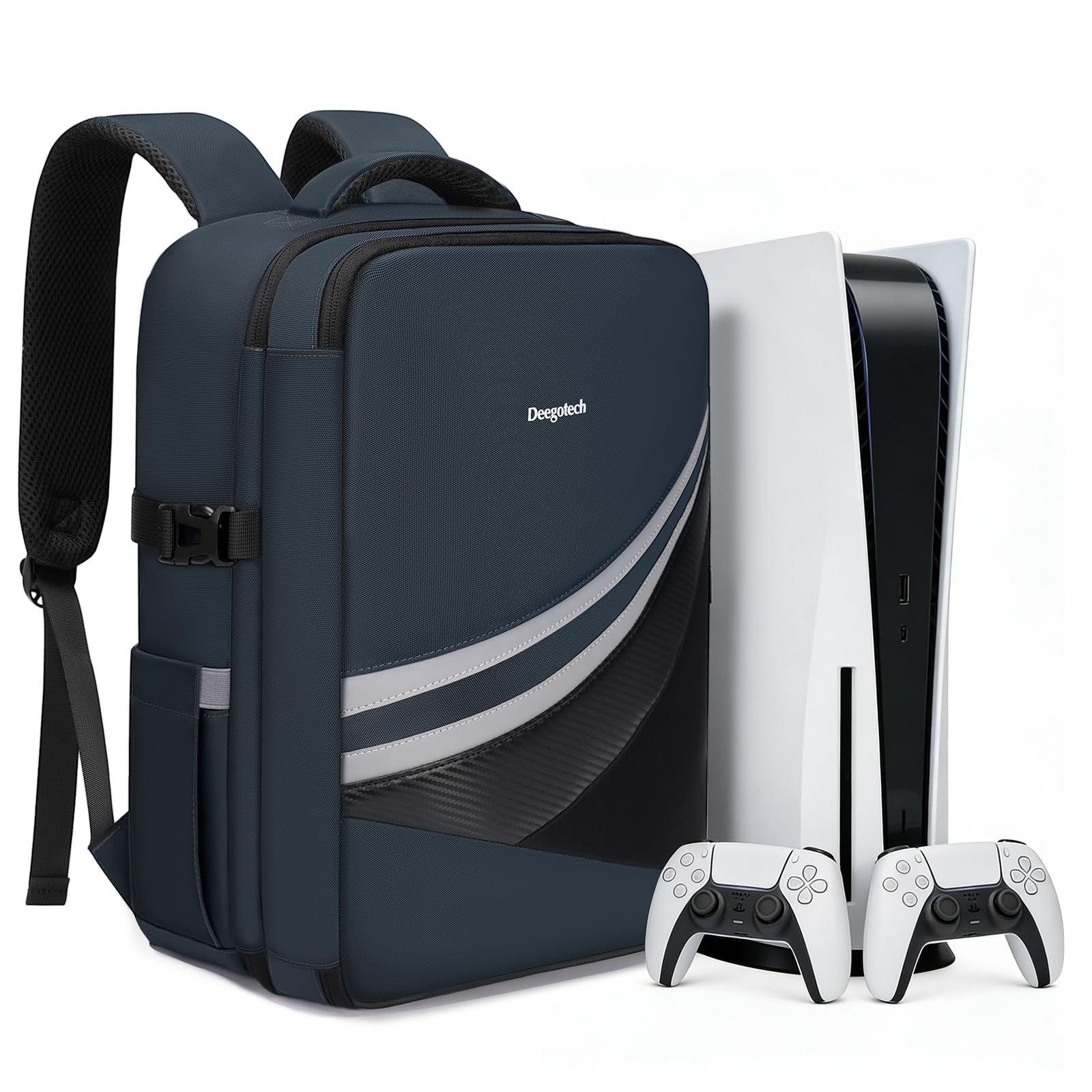 Deegotech Carrying Case Compatible with PS5/PS5 Pro  Protective Travel Bag Backpack Compatible with Playstation 5 Console  PS5 Controller  Disc  Gaming Accessories and 15.6 Portable Monitor