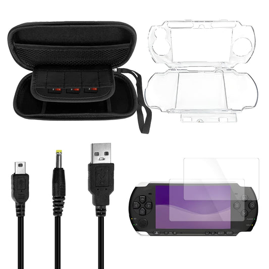 JDGPOKOO 5 in 1 Accessories Kit for PSP 2000/3000  Carrying Case for PSP 2000 3000  Protective Case Shell  2 Set Screen Protectors and Charging&Date Cable  Compatible with PlayStation Portable 2000/3000 ONLY