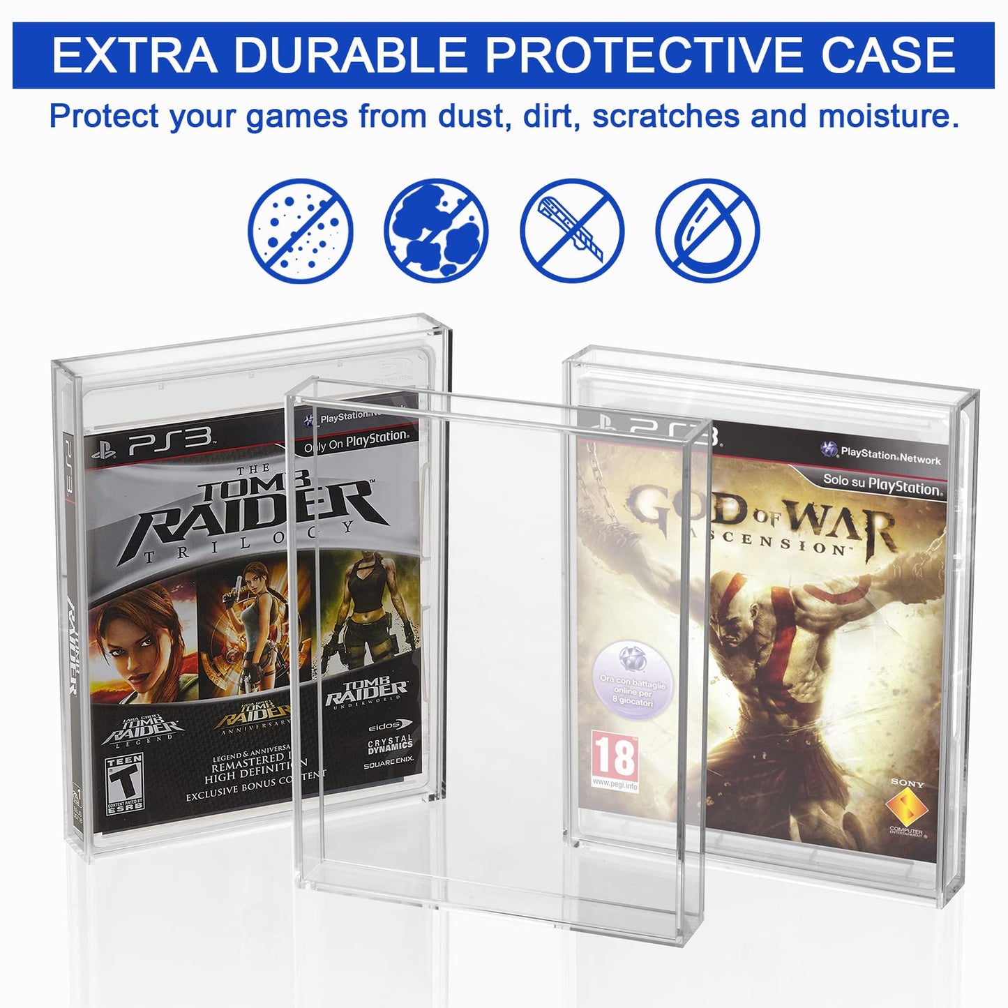 CaSZLUTION Clear Acrylic Game Box Protector for PS3, PS4, PS5 & Xbox One - 3mm Thick Dustproof Display Case, Pack of 1