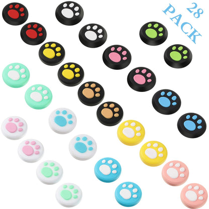 Sumind 28-Piece Cute Cat Claw Thumb Grip Caps for Nintendo Switch & Joy-Con, Soft Silicone, Model: Sumind-Thumb Grip-01