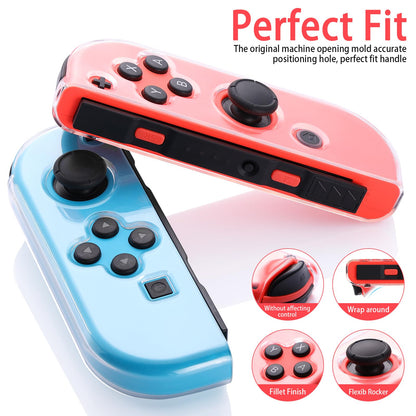 Finera Soft TPU Replacement Shell Case for Nintendo Switch Joy-Con, Clear, Model TNS-1850