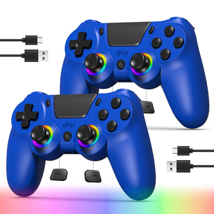 TJPD Wireless Controller for PS4/Pro/Slim & PC - Blue, 2 Programmable Rear Buttons, RGB Lighting, 1000mAh Battery, Model 6166