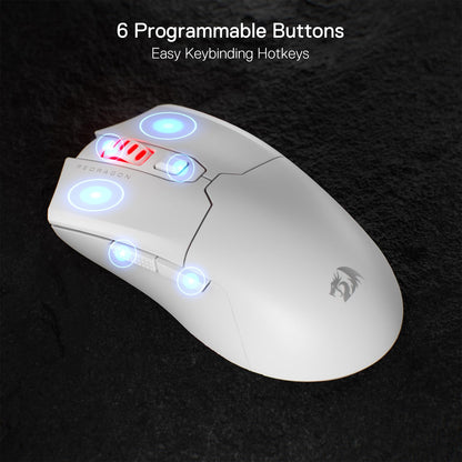 Redragon M995 Wired Gaming Mouse - 26000 DPI, 6 Programmable Buttons, 5 Backlit Modes, Ultra Lightweight, White