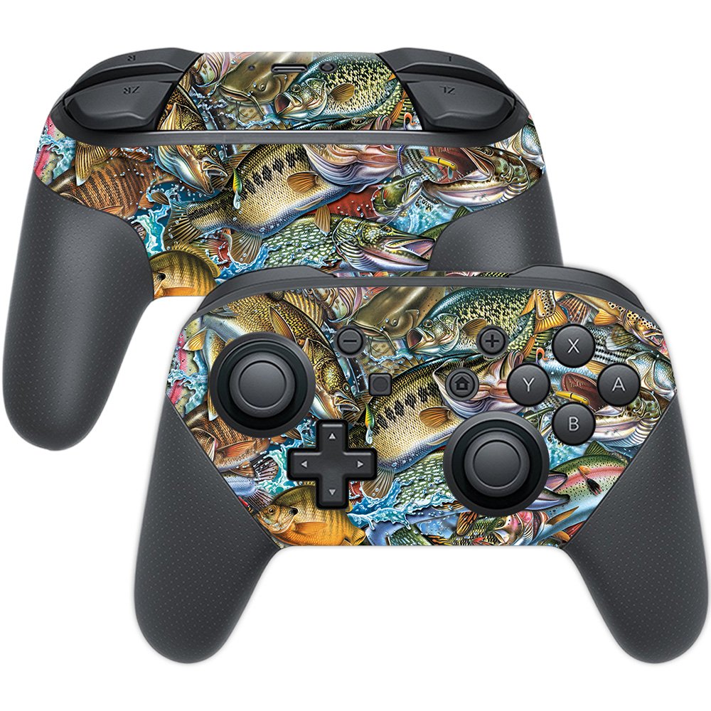 MIGHTY SKINS Nintendo Switch Pro Controller Skin - Action Fish Puzzle, Durable Vinyl Wrap, Easy Apply/Remove, Made in USA