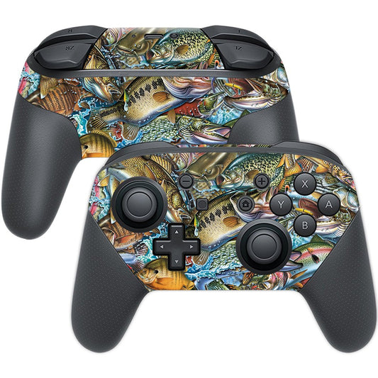 MIGHTY SKINS Nintendo Switch Pro Controller Skin - Action Fish Puzzle, Durable Vinyl Wrap, Easy Apply/Remove, Made in USA