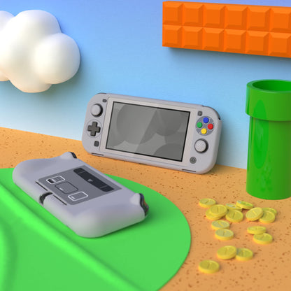 PlayVital ZealProtect Case for Nintendo Switch Lite, Hard Shell, Ergonomic Grip, with Screen Protector & Caps - SFC SNES Classic EU Style