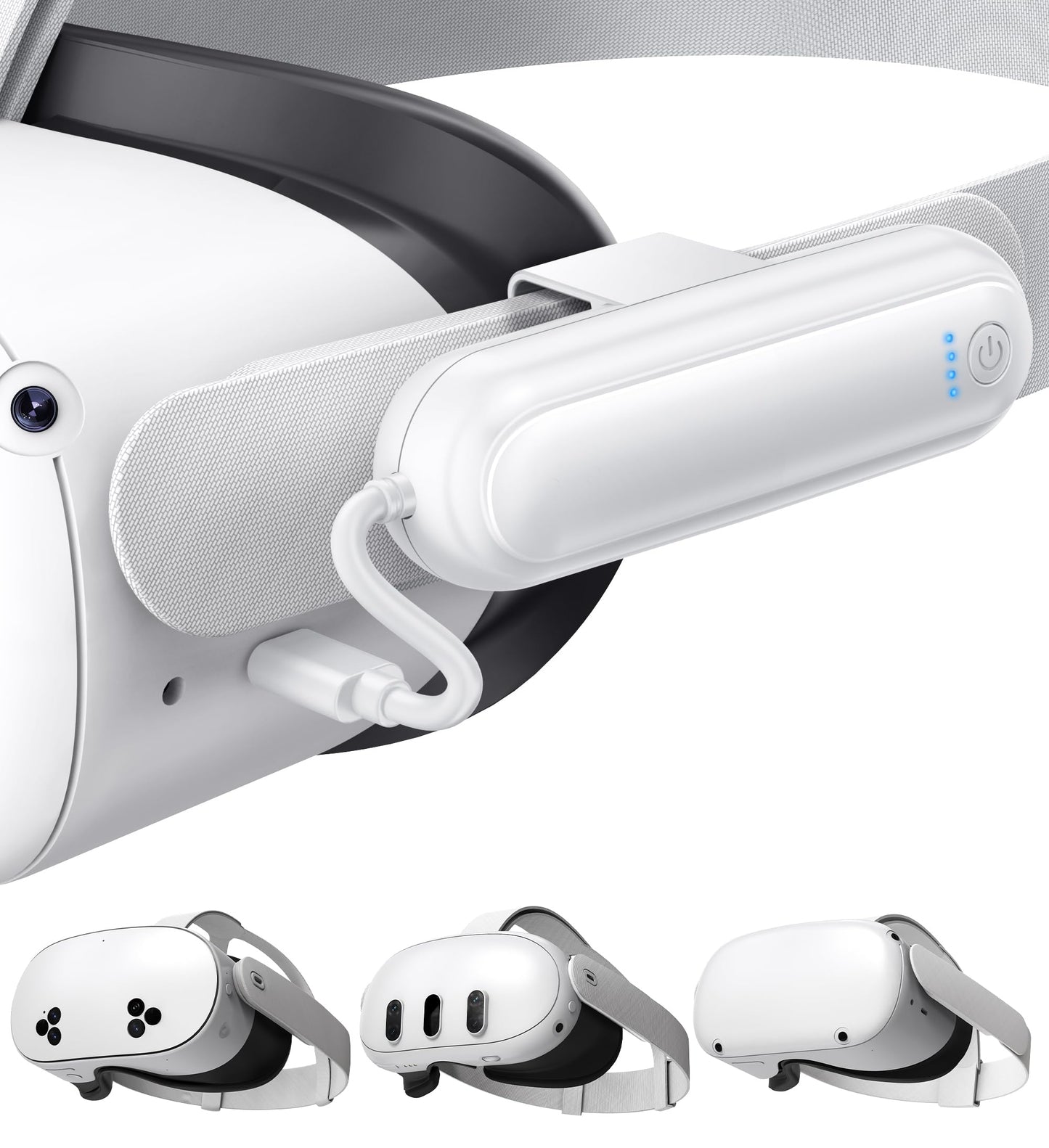 YUANHOT 20000mWh Battery Pack for Meta Quest 3S/3/2, White, Lightweight, 18W Fast Charger, Extends VR Playtime by 2-4