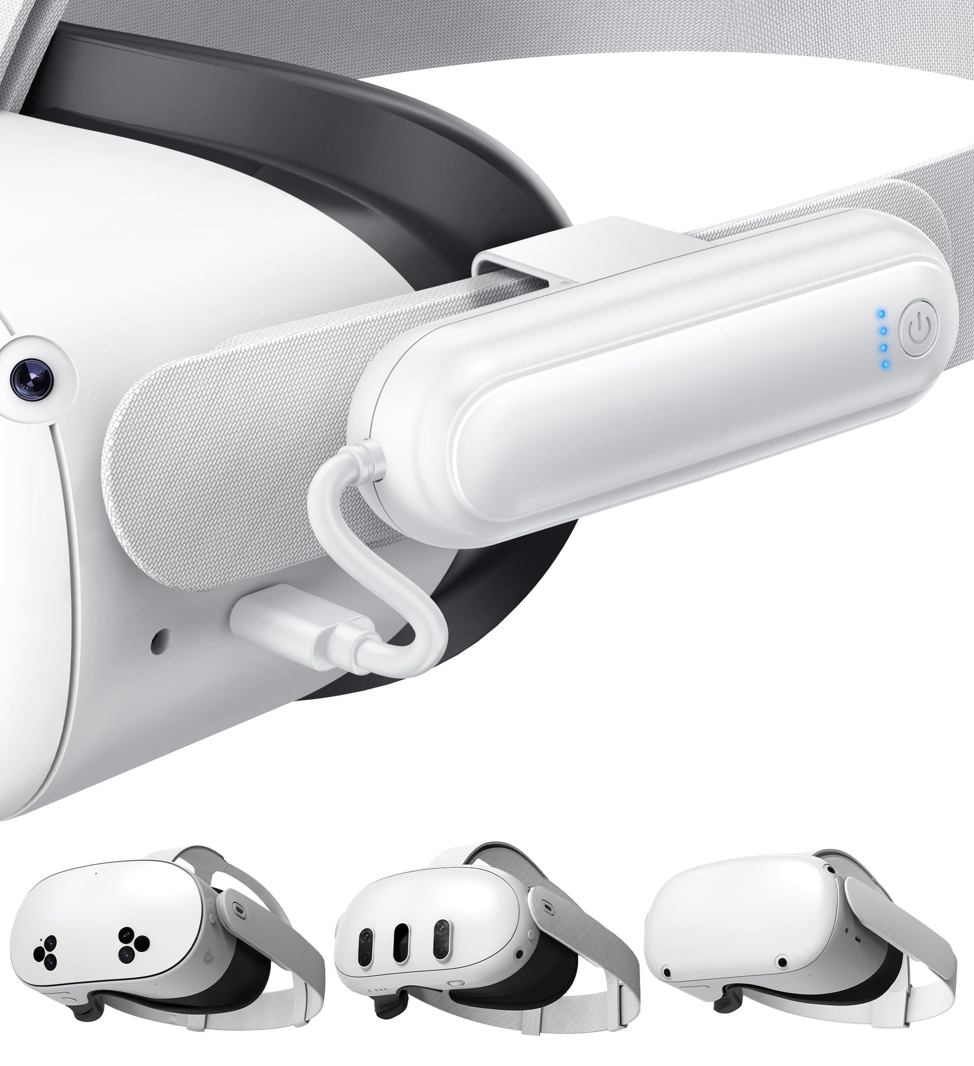 YUANHOT 20000mWh Battery Pack for Meta Quest 3S/3/2, White, Lightweight, 18W Fast Charger, Extends VR Playtime by 2-4