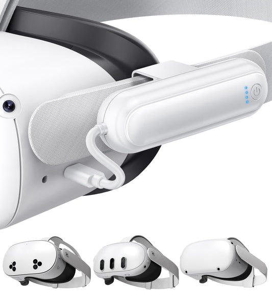YUANHOT 20000mWh Battery Pack for Meta Quest 3S/3/2, White, Lightweight, 18W Fast Charger, Extends VR Playtime by 2-4