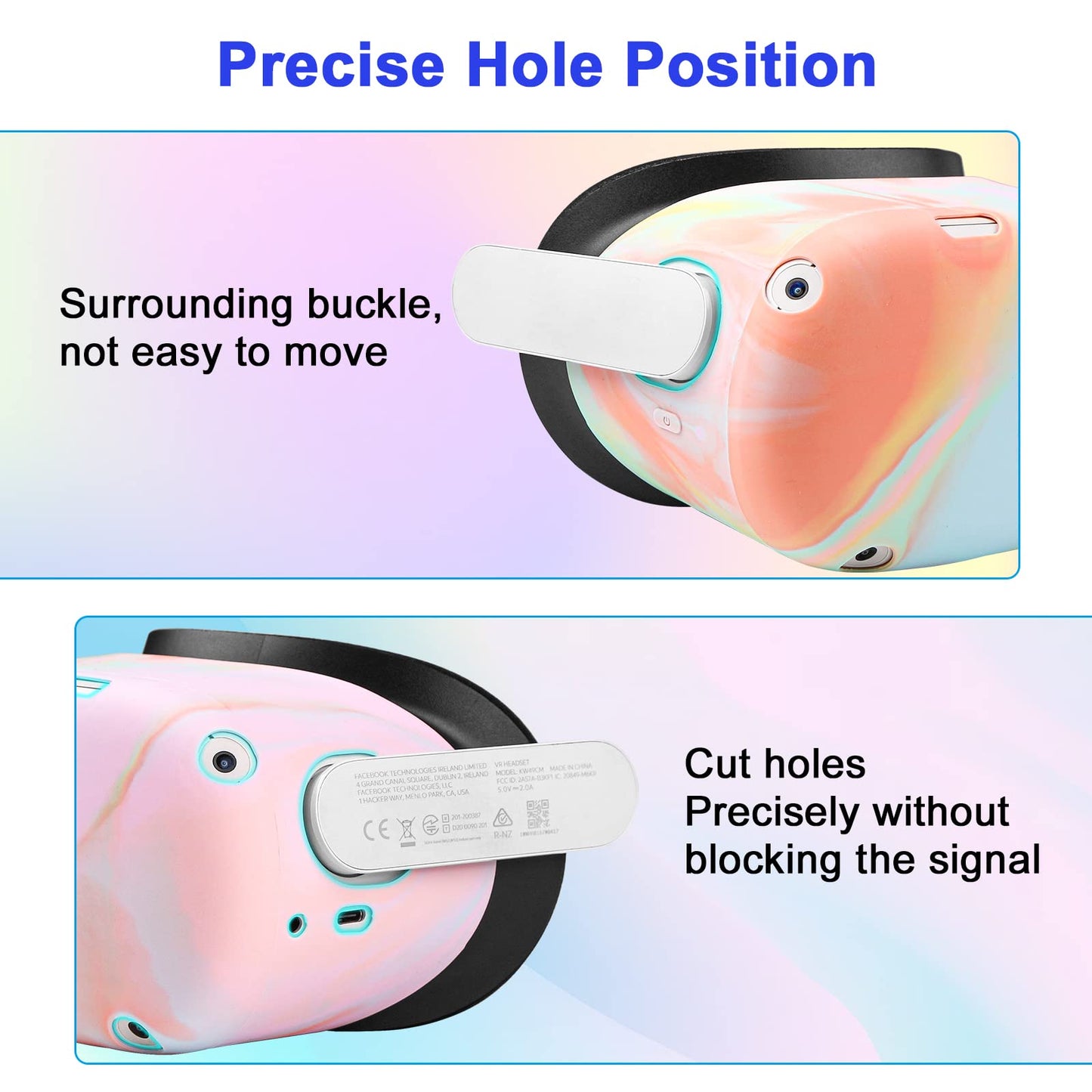 Relohas VR Accessories for Oculus Quest 2 - Silicone Set with Controller Grip, Shell, Face & Lens Covers, 10PCS Eye Covers - Macaron