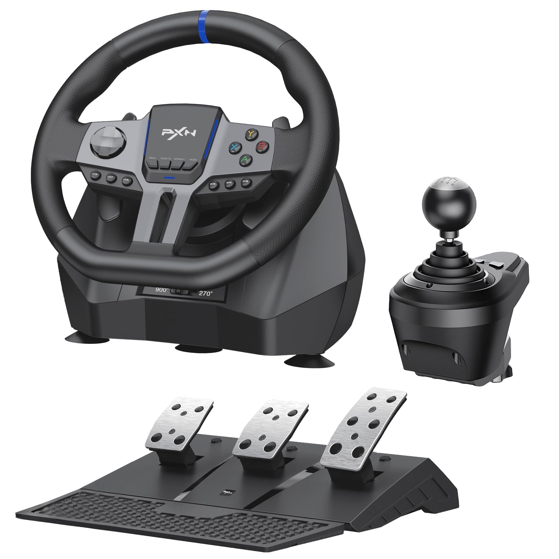 PXN V9 Gen 2 Racing Wheel with Hall Effect Pedals and Shifter, Gaming Steering Wheel for PC, Xbox Series X|S, Xbox One, PS4, Mag