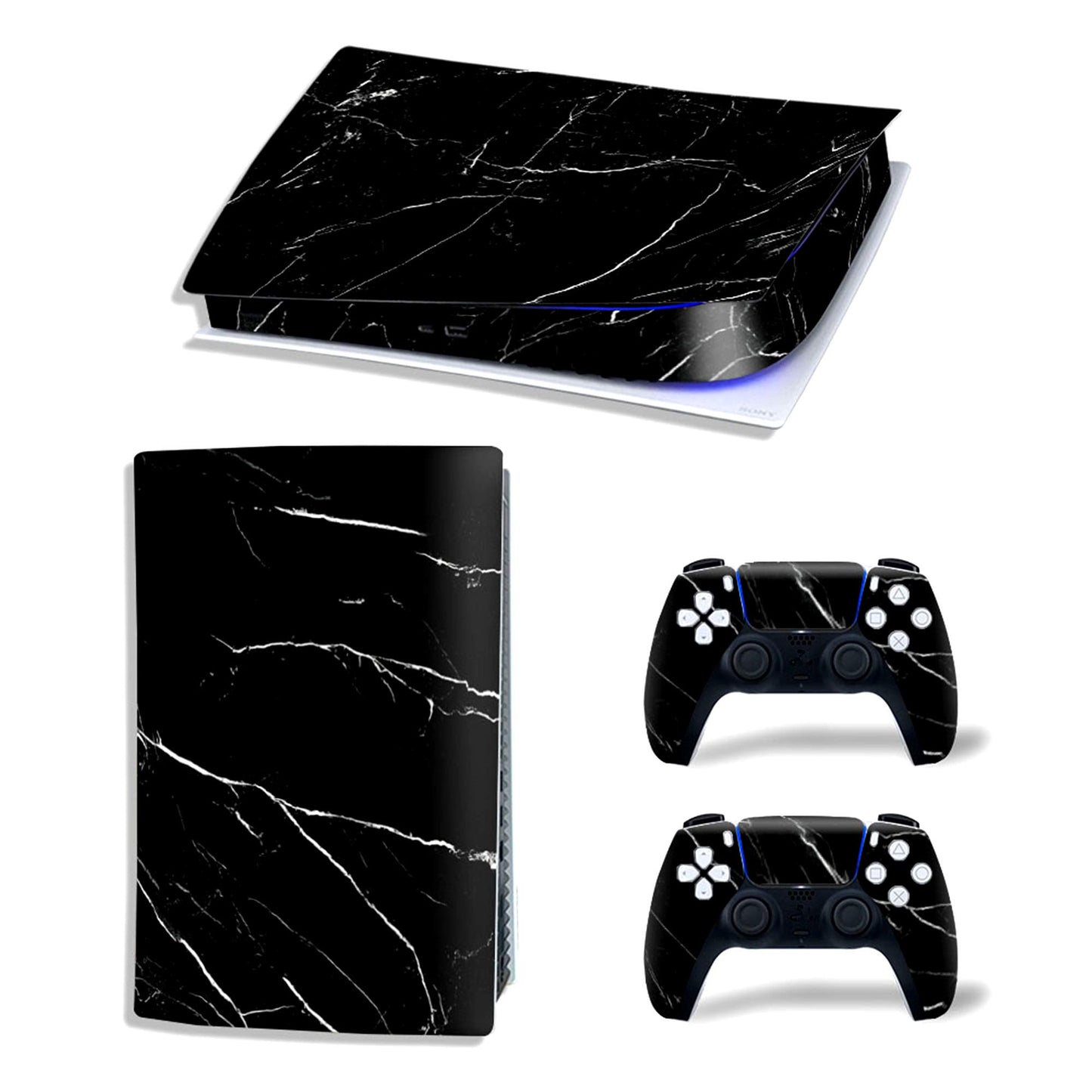 Ps5 Stickers Full Body Vinyl Skin Decal Cover for PlayStation 5 Digital Edition Console Controllers (Digital Edition  Black Glass)