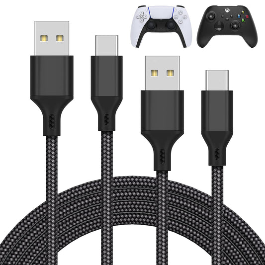 MENEEA Charger Charging Cable for PS5/PS5 Pro Controller for Xbox Series X/S for Nintendo Switch 2 Pack 10FT Replacement USB C Cord Nylon Braided Type-C Ports for PlayStation 5 Skin & Protector Sets