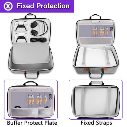 YOREPEK Hard Shell Carrying Case for PS5 & PS5 Pro - Travel Protective Bag, Grey