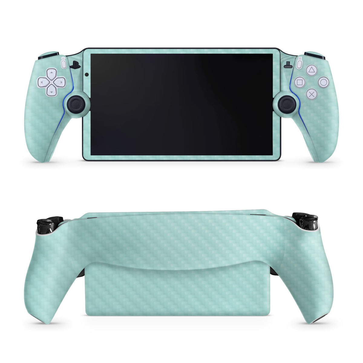 Carbon Fiber Gaming Skin Compatible with PS5 Portal Remote Player - Solid Seafoam - fine 3M Vinyl Protective Wrap Decal Cover - Easy to Apply | Crafted in The USA by MightySkins