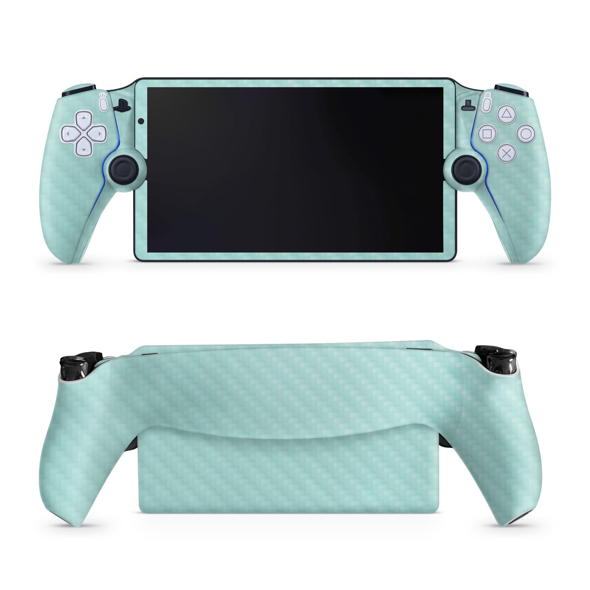 Carbon Fiber Gaming Skin Compatible with PS5 Portal Remote Player - Solid Seafoam - fine 3M Vinyl Protective Wrap Decal Cover - Easy to Apply | Crafted in The USA by MightySkins