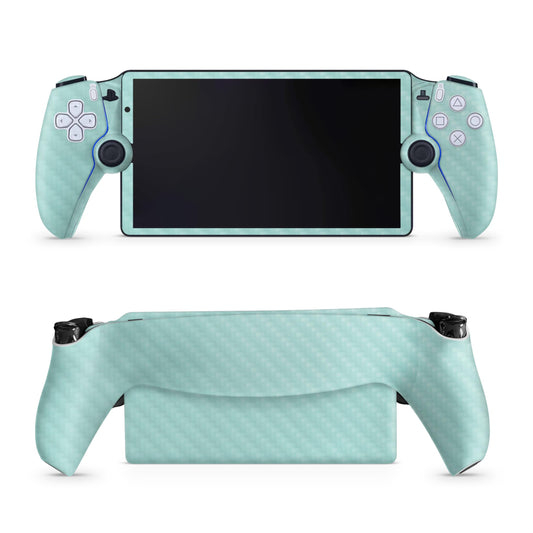 Carbon Fiber Gaming Skin Compatible with PS5 Portal Remote Player - Solid Seafoam - fine 3M Vinyl Protective Wrap Decal Cover - Easy to Apply | Crafted in The USA by MightySkins