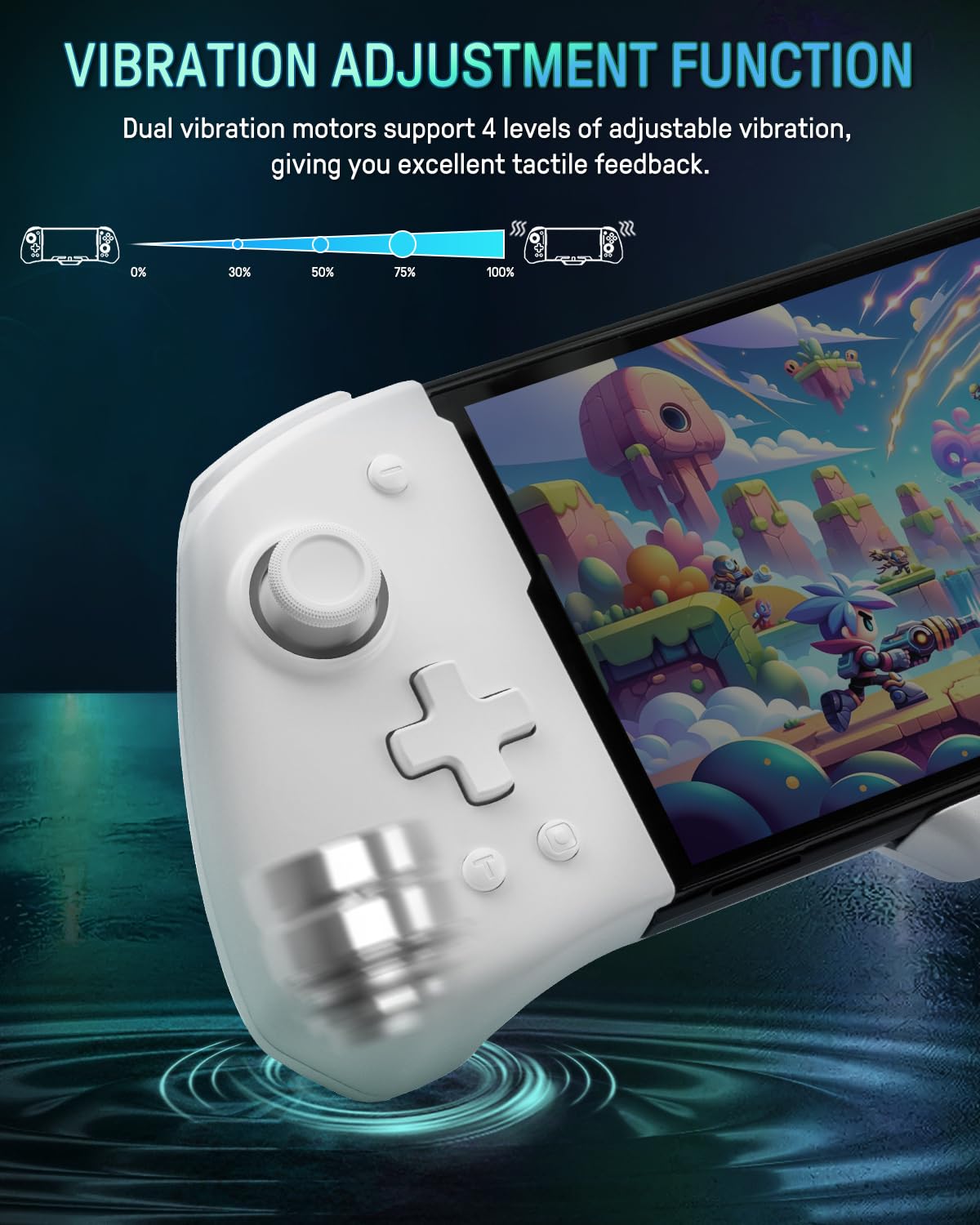 FUNLAB Switch Joypad Controllers - Customizable with Hall Effect Joysticks, Luminous Design, White-Eyes Pattern, 7 LED Colors
