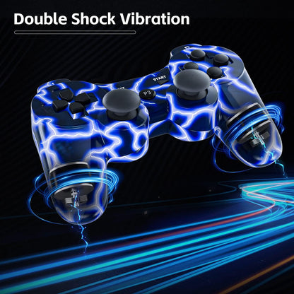 Burcica PS3 Wireless Controller 2 Pack - Motion Sense, Dual Vibration, BlueFlash & RedFlash