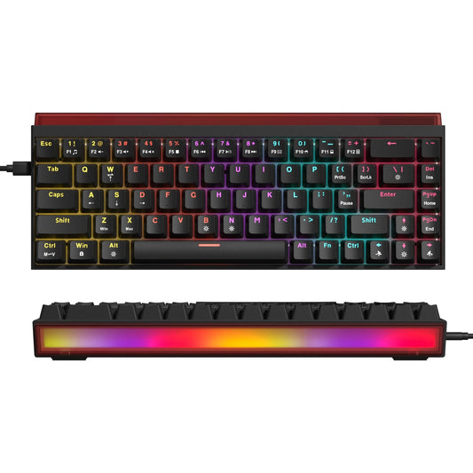 Womier 60% Keyboard Gaming with Light Box  Wired Mechanical Keyboard with MCA Keycaps  OEM Profile  Programable  64 Keys Hot Swap RGB Cream Custom Key Board for PC Computer Win/MAC (WK68 PRO-Black)
