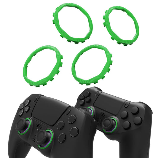 Redesigned Octagonal Gated Sticks Accent Rings for eXtremeRate Luna Shell for PS5 Controller  Replacement Accessory for eXtremeRate Ghost Shell for PS4 Controller - Not for Standard Faceplate - Green