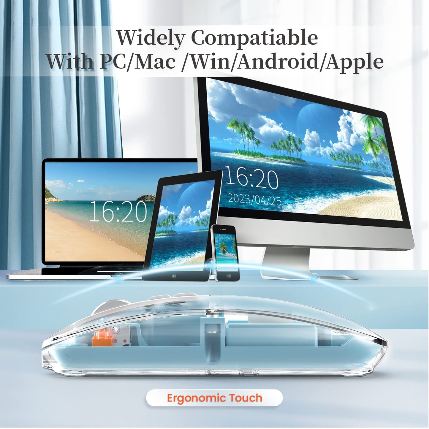 A.JAZZ Wireless Bluetooth 5.1 Mini Mouse, Rechargeable, Silent, Blue, Model T900