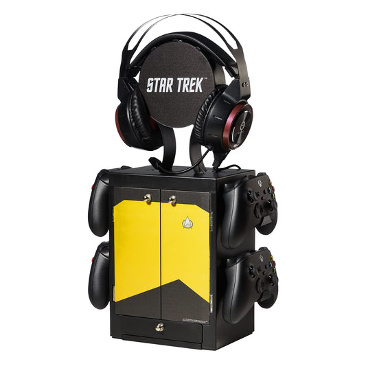 Numskull Star Trek Gaming Accessory Stand - Holds 10 Games, 4 Controllers, Headset - Compact Yellow Organizer, Model NS3351