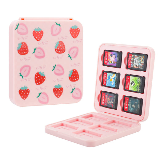 RHOTALL Cute Strawberry Game Card Case for Nintendo Switch and Switch OLED  Storage Card Box with 12 Game Cards refill unit and 12 SD Cards sections  Portable Switch Games Holder with Magnetic Design