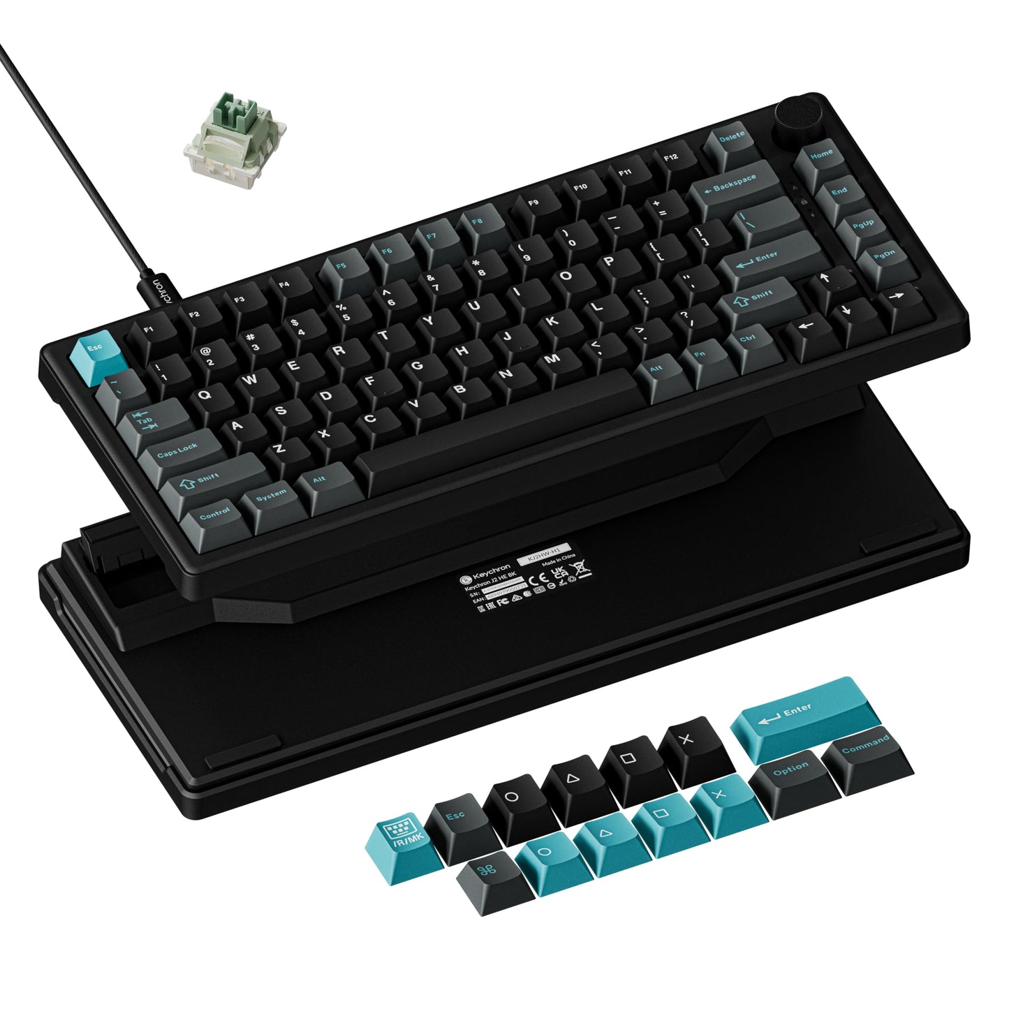Keychron J2 HE Hall Effect Wired Gaming Keyboard Volume Knob  8000Hz Rapid Trigger Programmable with RGB Hot-Swap Ultra-Fast Magnetic Switch  Non-Shine-Through PBT for Mac Windows Linux - 75% Layout